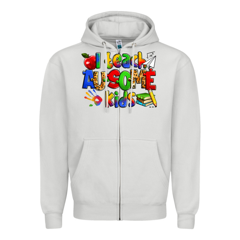 I Teach Ausome Kids Autism Teacher Zipper Hoodie by Zillion Design Studio | Teevron