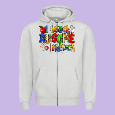 I Teach Ausome Kids Autism Teacher Zipper Hoodie Designed By Zillion Design Studio