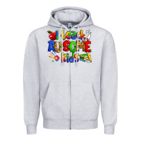 Heather Grey i teach ausome kids autism teacher Zipper Hoodie - Zillion Design Studio