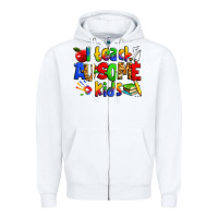 White i teach ausome kids autism teacher Zipper Hoodie - Zillion Design Studio