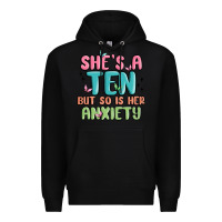 Black she's a ten but so is her anxiety Premium Hoodie - MaliasSmallBusiness