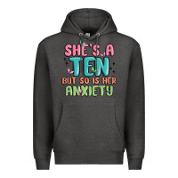 Charcoal Heather she's a ten but so is her anxiety Premium Hoodie - MaliasSmallBusiness