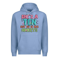 Colony Blue she's a ten but so is her anxiety Premium Hoodie - MaliasSmallBusiness
