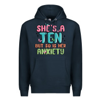 Navy she's a ten but so is her anxiety Premium Hoodie - MaliasSmallBusiness