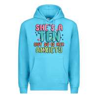 Ocean Blue she's a ten but so is her anxiety Premium Hoodie - MaliasSmallBusiness