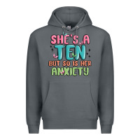 Rock she's a ten but so is her anxiety Premium Hoodie - MaliasSmallBusiness