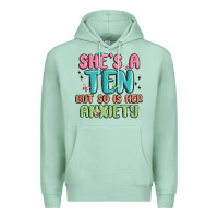 Seafoam she's a ten but so is her anxiety Premium Hoodie - MaliasSmallBusiness