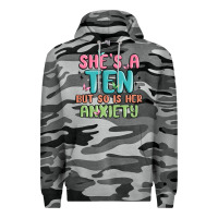 Slate Camo she's a ten but so is her anxiety Premium Hoodie - MaliasSmallBusiness