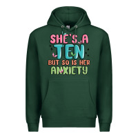 Sports Green she's a ten but so is her anxiety Premium Hoodie - MaliasSmallBusiness