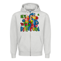 Dove Grey it's ok to be different autism trex Zipper Hoodie - Zillion Design Studio