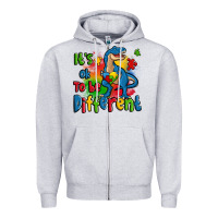 Heather Grey it's ok to be different autism trex Zipper Hoodie - Zillion Design Studio