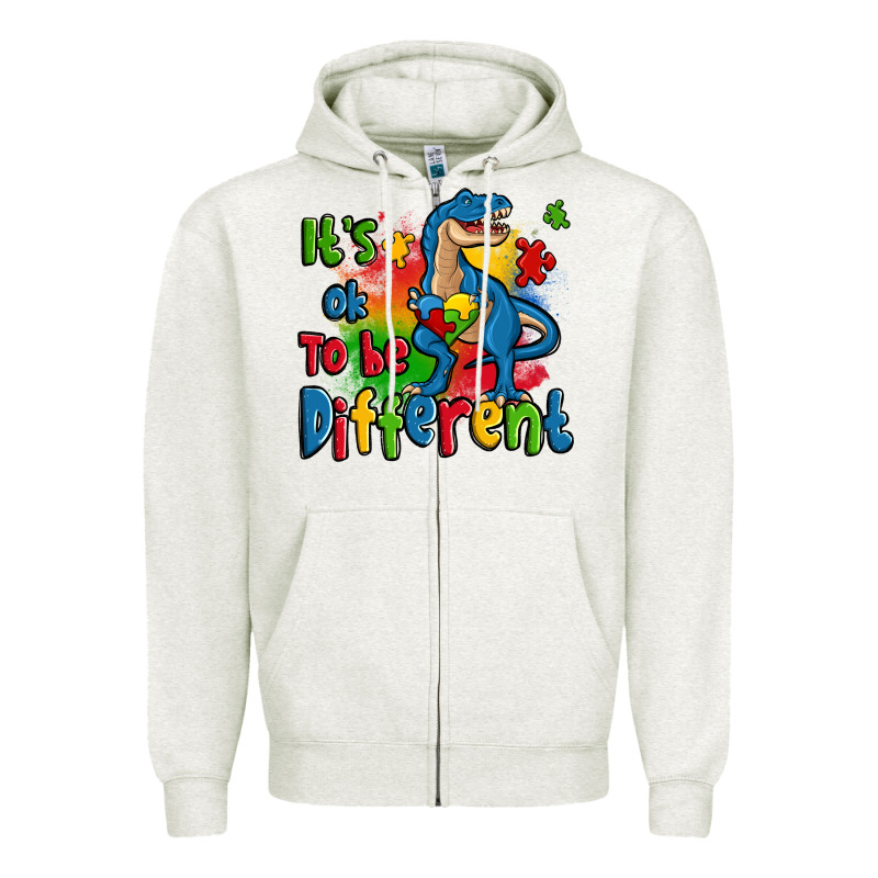 It's Ok To Be Different Autism Trex Zipper Hoodie by Zillion Design Studio | Teevron