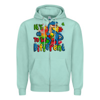 Seafoam it's ok to be different autism trex Zipper Hoodie - Zillion Design Studio
