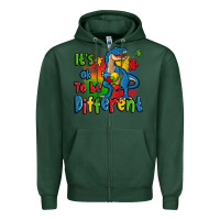Sports Green it's ok to be different autism trex Zipper Hoodie - Zillion Design Studio