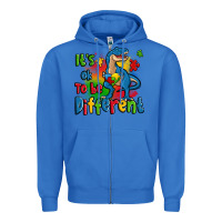 True Royal it's ok to be different autism trex Zipper Hoodie - Zillion Design Studio