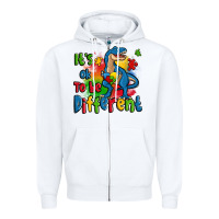 White it's ok to be different autism trex Zipper Hoodie - Zillion Design Studio