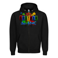 Black my brother is ausome autism Zipper Hoodie - Zillion Design Studio