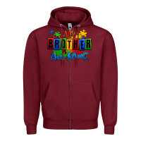 Burgundy my brother is ausome autism Zipper Hoodie - Zillion Design Studio