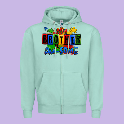 My Brother Is Ausome Autism Zipper Hoodie Designed By Zillion Design Studio
