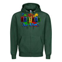 Sports Green my brother is ausome autism Zipper Hoodie - Zillion Design Studio