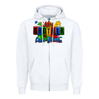 White my brother is ausome autism Zipper Hoodie - Zillion Design Studio