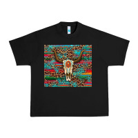 Black western serape leopard bull skull turquoise Urban Heavy Tee - Artiststas