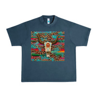 Midnight Navy western serape leopard bull skull turquoise Urban Heavy Tee - Artiststas