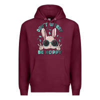 Burgundy don't worry be hoppy Premium Hoodie - MaliasSmallBusiness