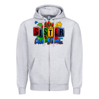 Heather Grey my sister is ausome autism Zipper Hoodie - Zillion Design Studio