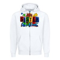 White my sister is ausome autism Zipper Hoodie - Zillion Design Studio