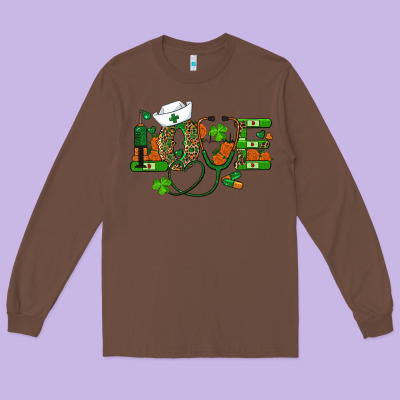 St Patricks Day Love Nurse Long Sleeve Tee Designed By Ranaportraitstore