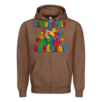 Chestnut rawrsomely different autism trex Zipper Hoodie - Zillion Design Studio