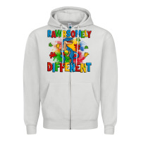 Dove Grey rawrsomely different autism trex Zipper Hoodie - Zillion Design Studio