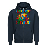 Navy rawrsomely different autism trex Zipper Hoodie - Zillion Design Studio