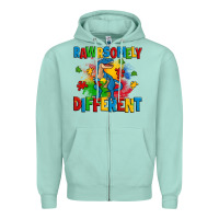 Seafoam rawrsomely different autism trex Zipper Hoodie - Zillion Design Studio