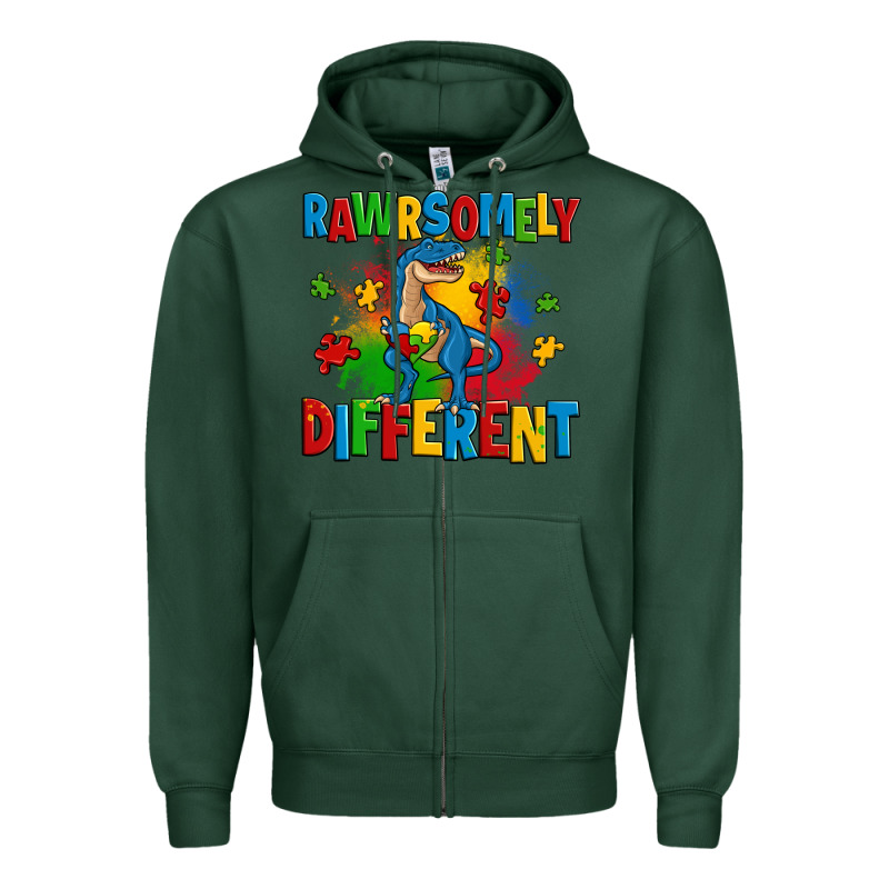 Rawrsomely Different Autism Trex Zipper Hoodie by Zillion Design Studio | Teevron