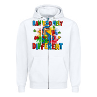White rawrsomely different autism trex Zipper Hoodie - Zillion Design Studio