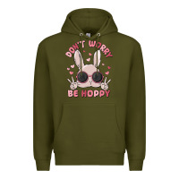 Army Green don't worry be hoppy Premium Hoodie - MaliasSmallBusiness