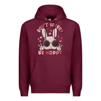 Burgundy don't worry be hoppy Premium Hoodie - MaliasSmallBusiness