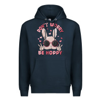 Navy don't worry be hoppy Premium Hoodie - MaliasSmallBusiness