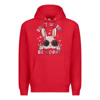 Red don't worry be hoppy Premium Hoodie - MaliasSmallBusiness