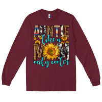 Burgundy auntie like a mom only cooler Long Sleeve Tee - Zillion Design Studio