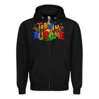 Black totally ausome autism Zipper Hoodie - Zillion Design Studio