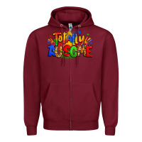 Burgundy totally ausome autism Zipper Hoodie - Zillion Design Studio