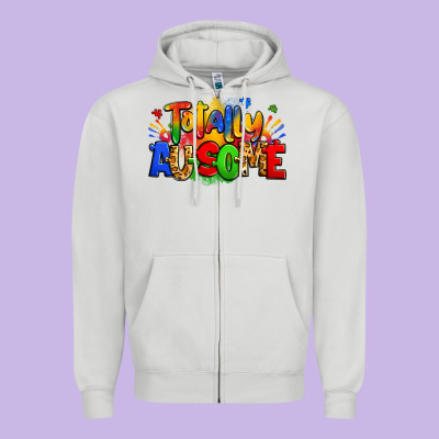 Totally Ausome Autism Zipper Hoodie Designed By Zillion Design Studio