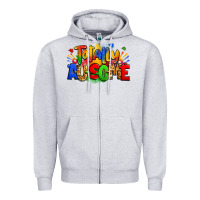 Heather Grey totally ausome autism Zipper Hoodie - Zillion Design Studio