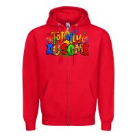 Red totally ausome autism Zipper Hoodie - Zillion Design Studio