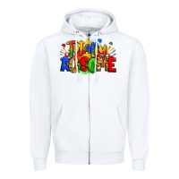White totally ausome autism Zipper Hoodie - Zillion Design Studio