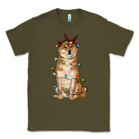 Army Green christmas lights shiba inu Classic Tee - RanaPortraitStore