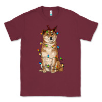 Burgundy christmas lights shiba inu Classic Tee - RanaPortraitStore
